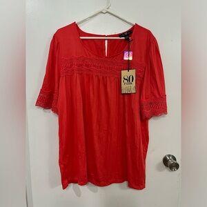 80 Park Crochet Trim Women's Top, size 2X, new